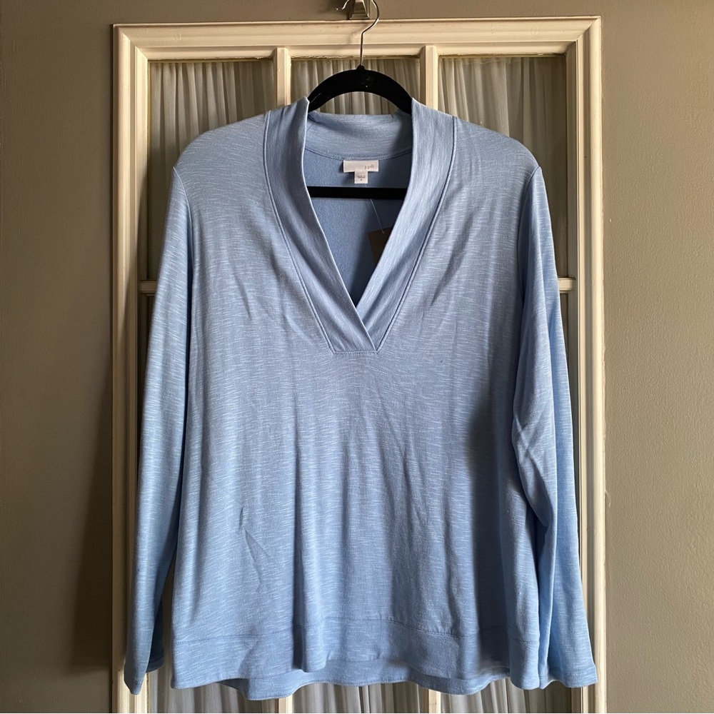 J. Jill Porcelain Blue V-Neck Top